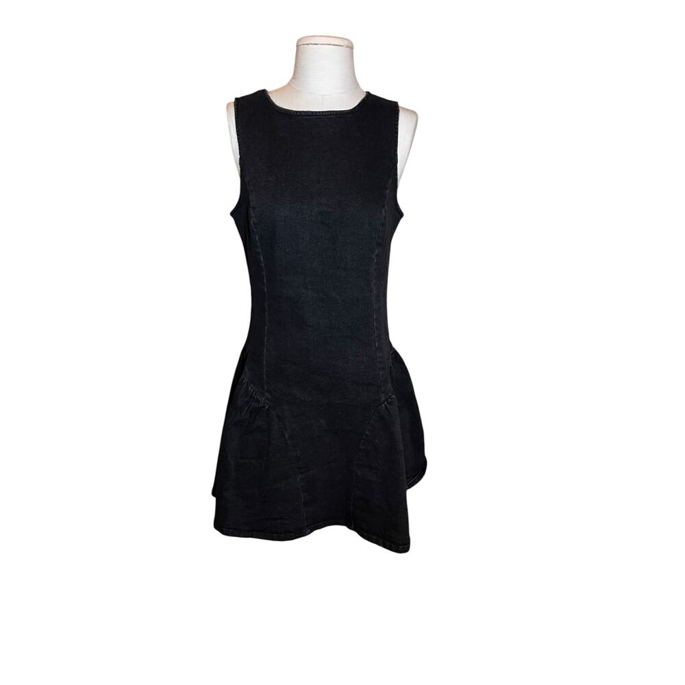 Sunday Edition drop waist women's black denim sleeveless dress size medium